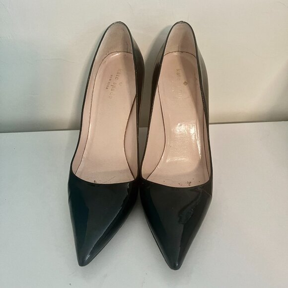 Kate Spade Vivian Black Patent Leather Pumps Heels Pointy Toe Shoe 9 - Picture 5 of 9